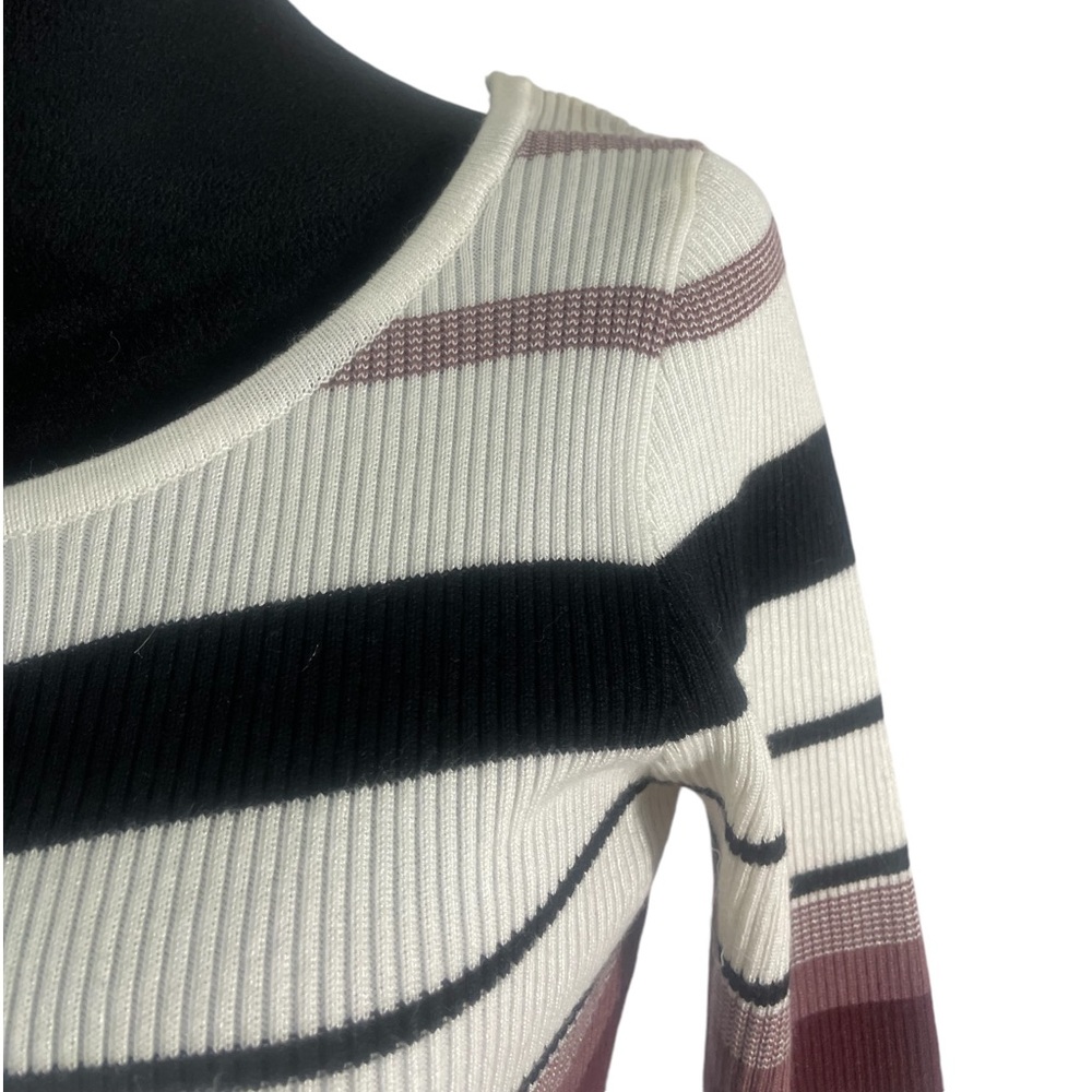 Stripped sweater dress,Multi colored, white, black,Maroon,long sleeve, Large - Picture 5 of 11
